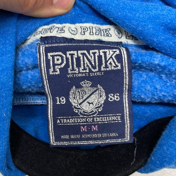 Love pink Victoria Secret set hoodie M pants S Blue & pink glitter bling heart - Picture 3 of 15